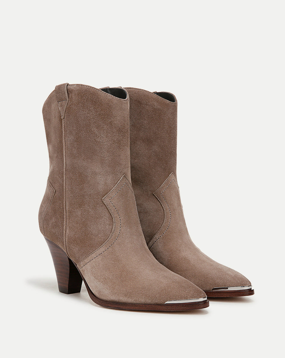 Veronica Beard Cody Suede Western Bootie - Taupe