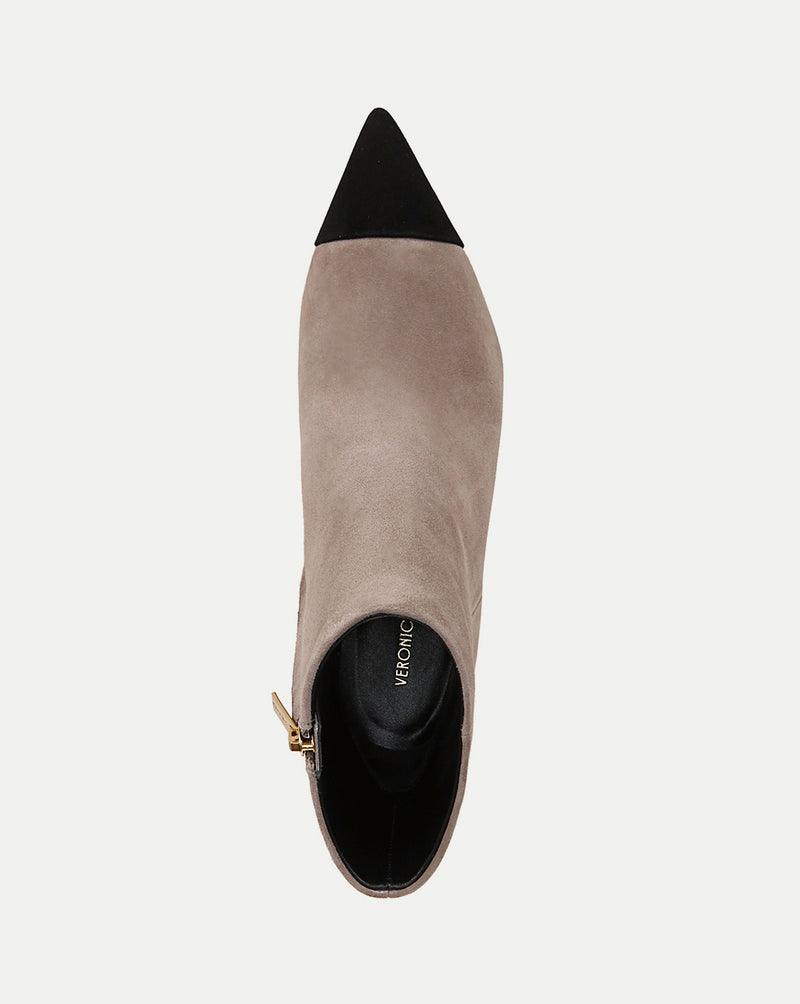Veronica Beard Lisa Cap-Toe Mid-Heel Bootie - Taupe/Black