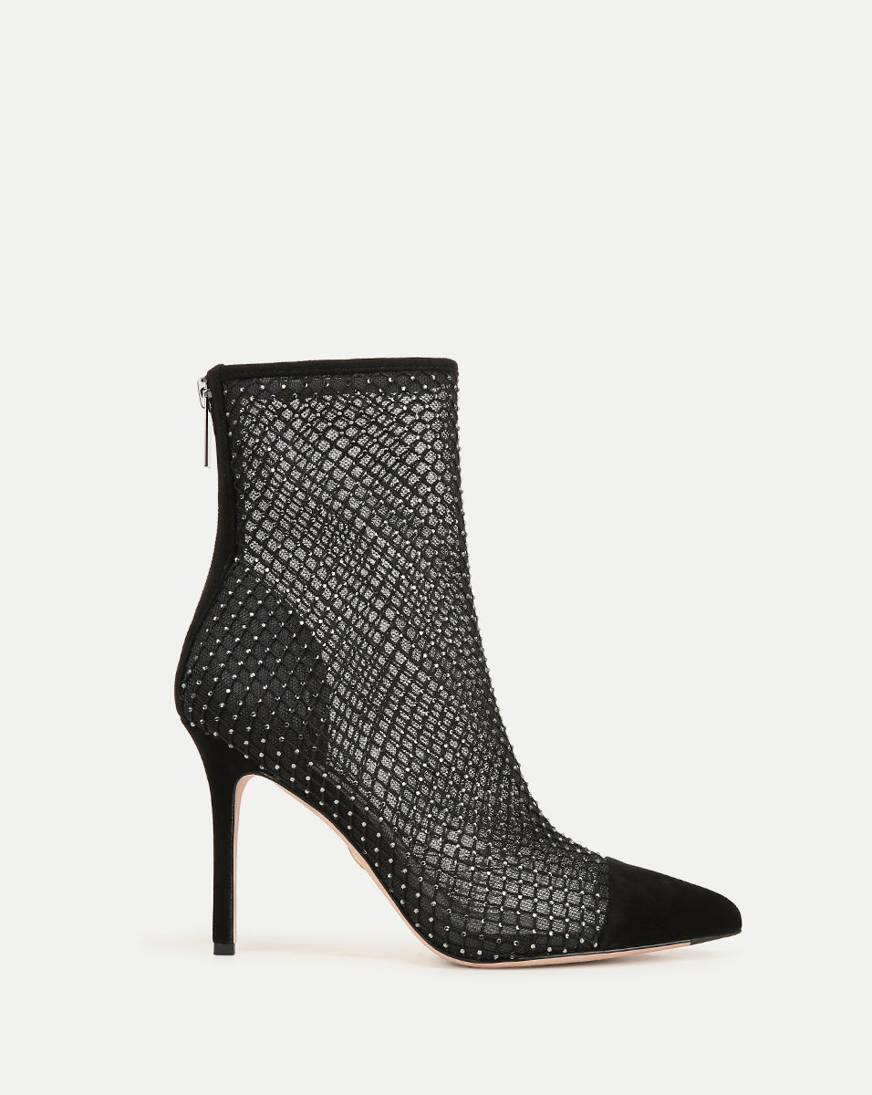 Veronica Beard Lisa Rhinestone Mesh Bootie - Black
