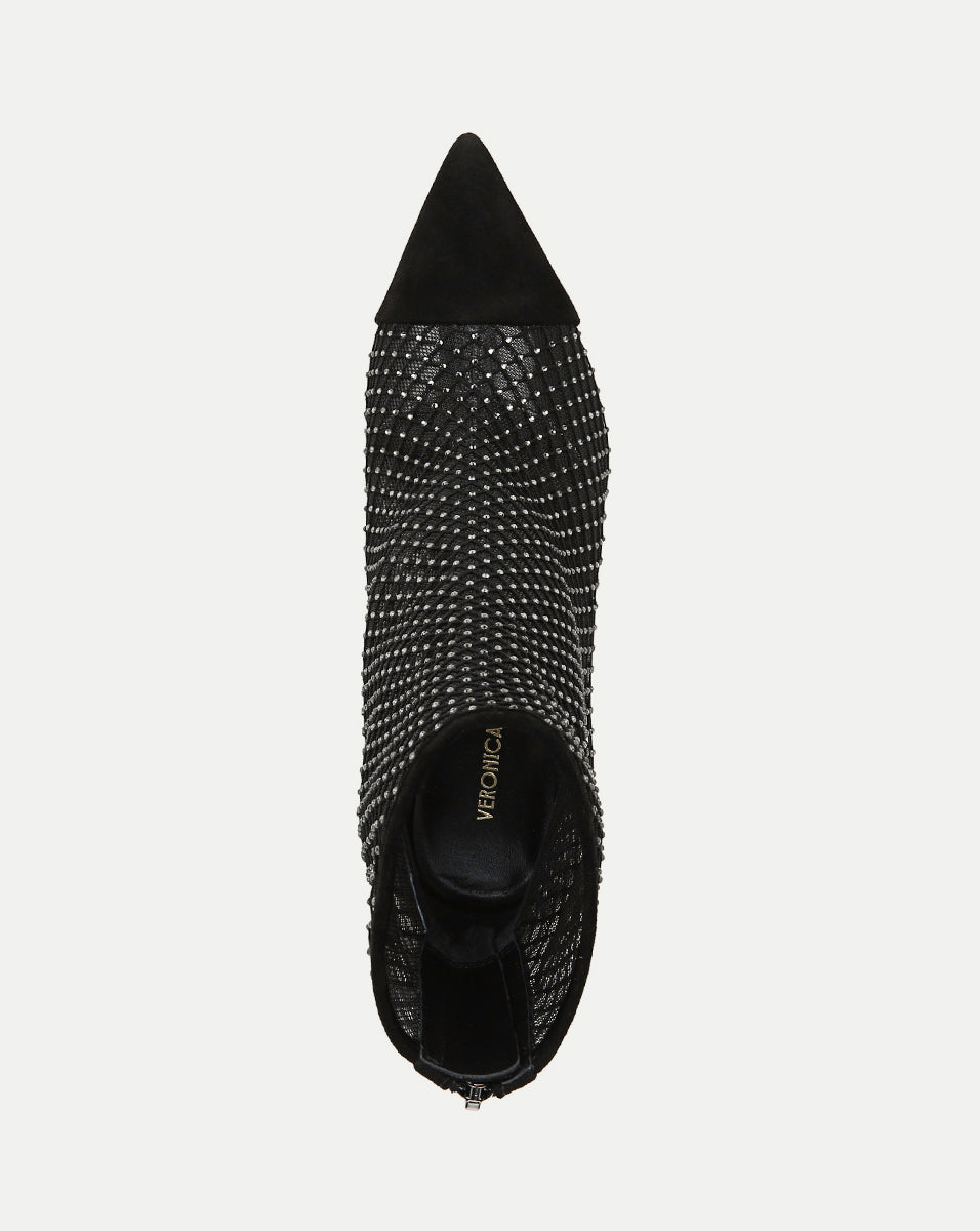 Veronica Beard Lisa Rhinestone Mesh Bootie - Black