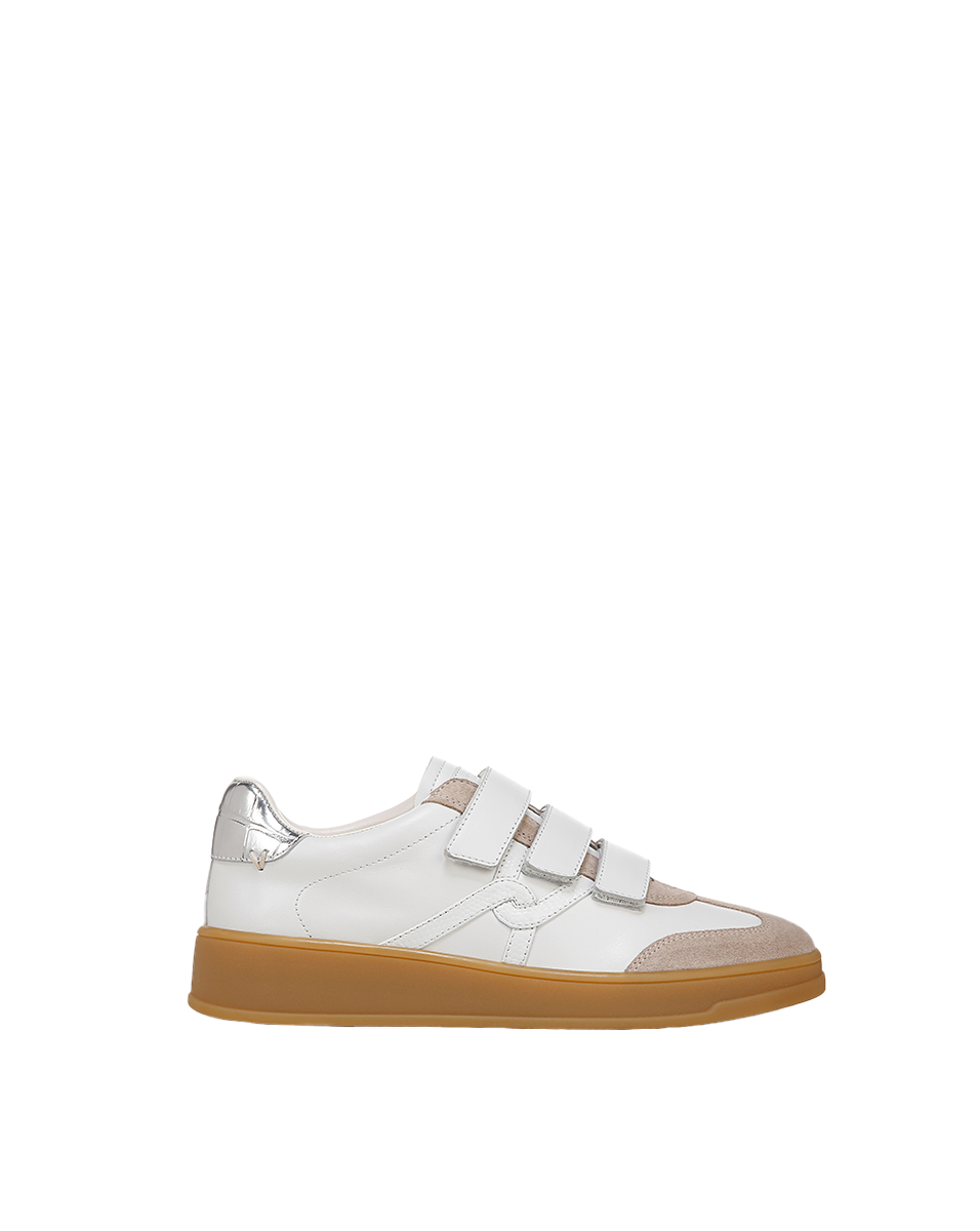 Veronica Beard Reagan Velcro Sneaker - White/Silver