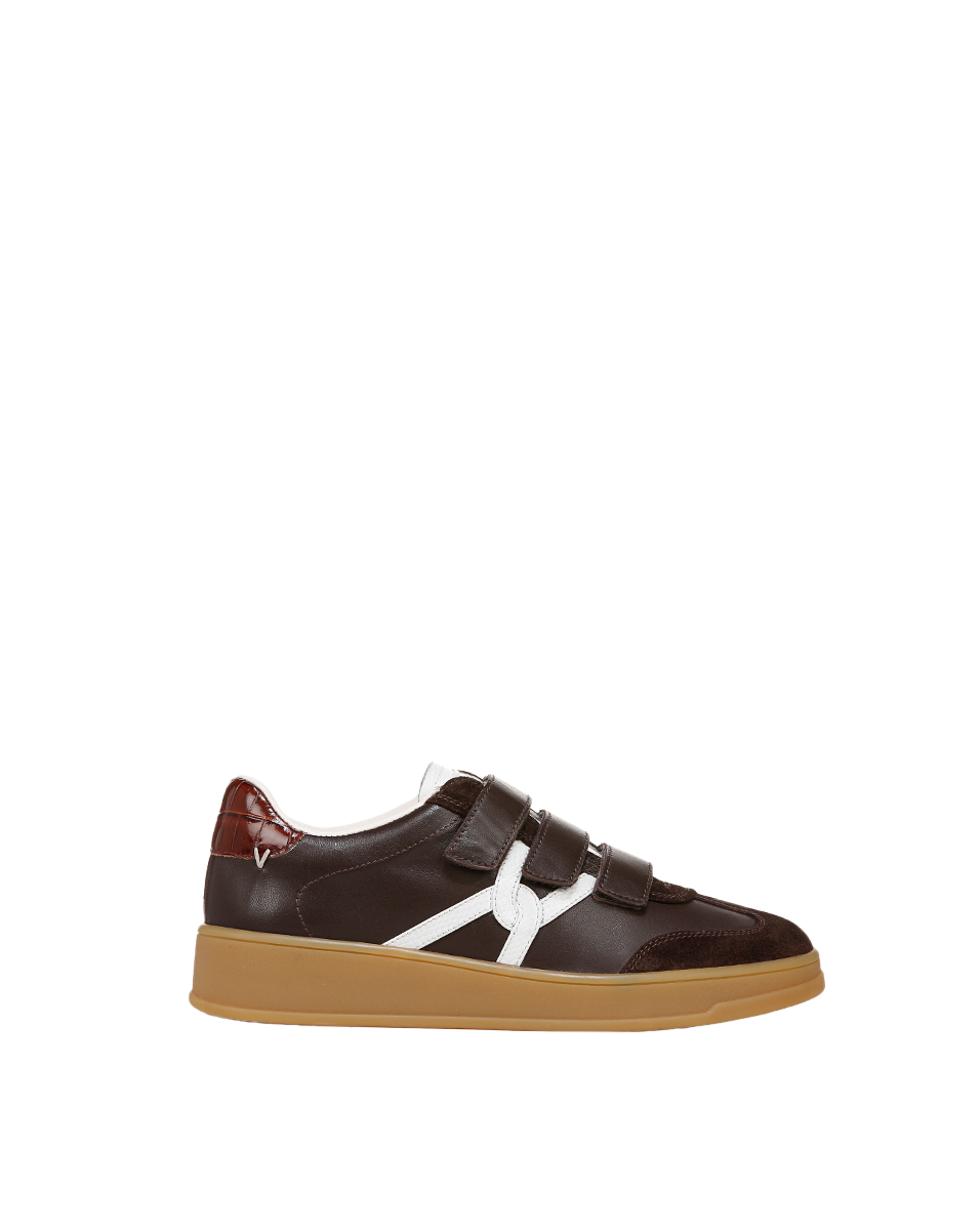 Veronica Beard Reagan Velcro Sneaker - Espresso/White