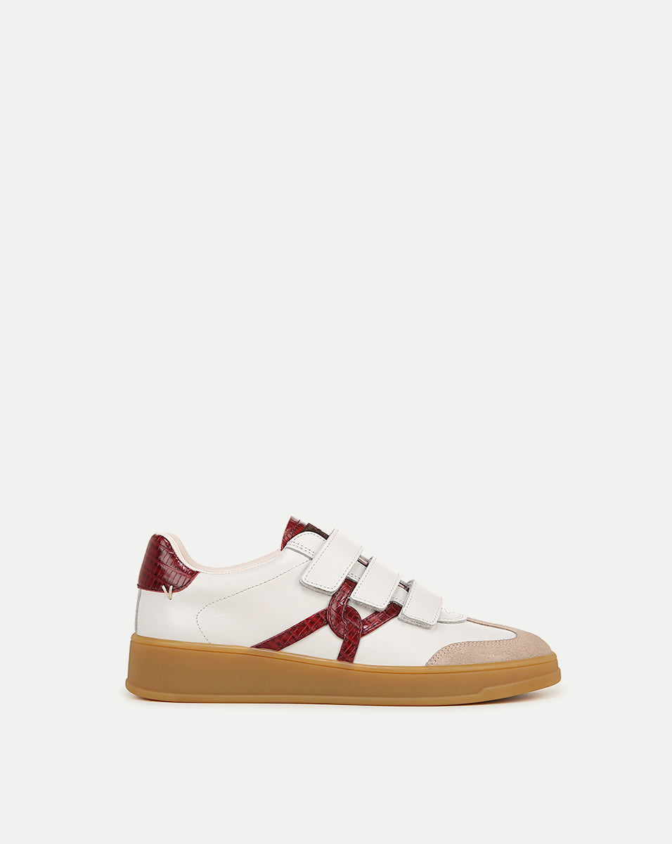 Reagan Velcro Sneaker in White & Red | Veronica Beard