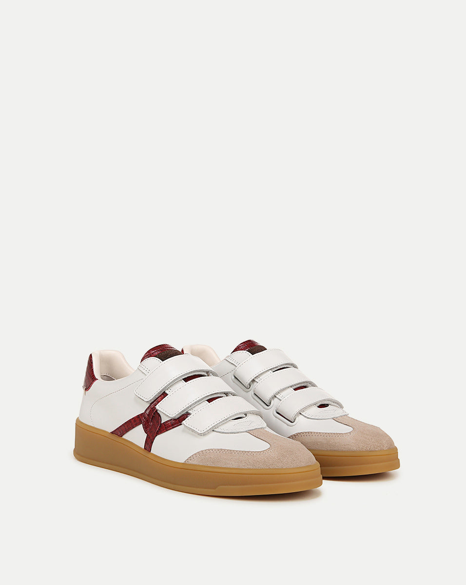 Reagan Velcro Sneaker in White & Red | Veronica Beard