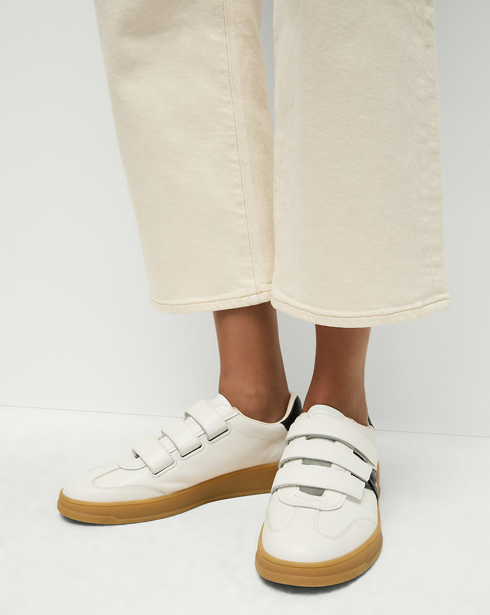 Reagan Velcro Sneaker in White/Black | Veronica Beard