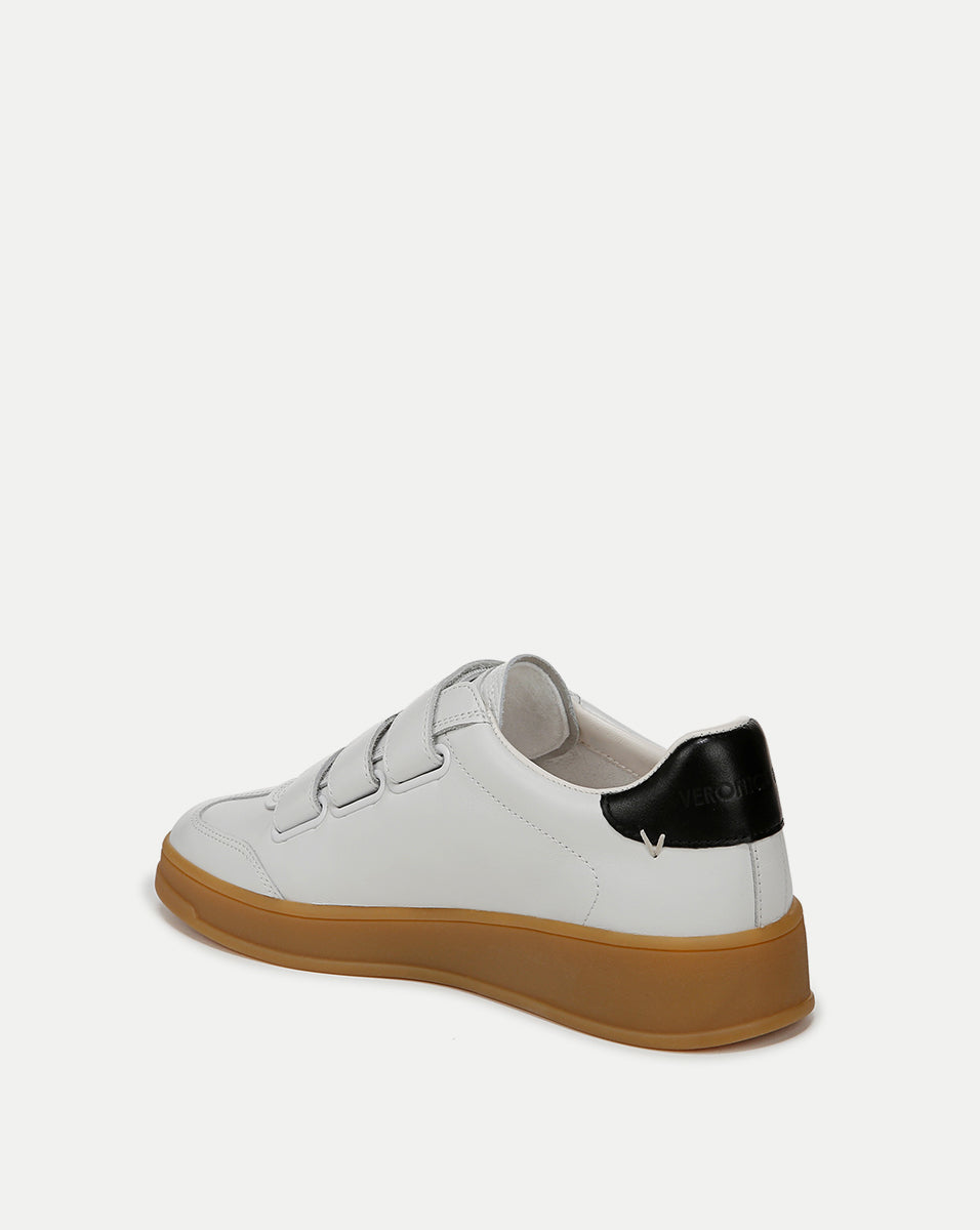 Reagan Velcro Sneaker in White/Black | Veronica Beard