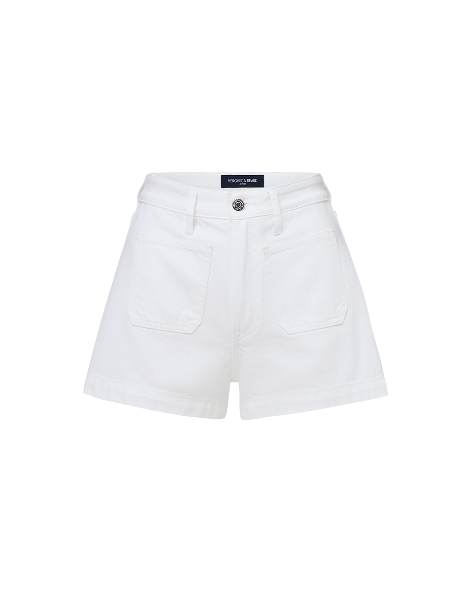 Veronica Beard Timmi Denim Short with Patch Pockets - White
