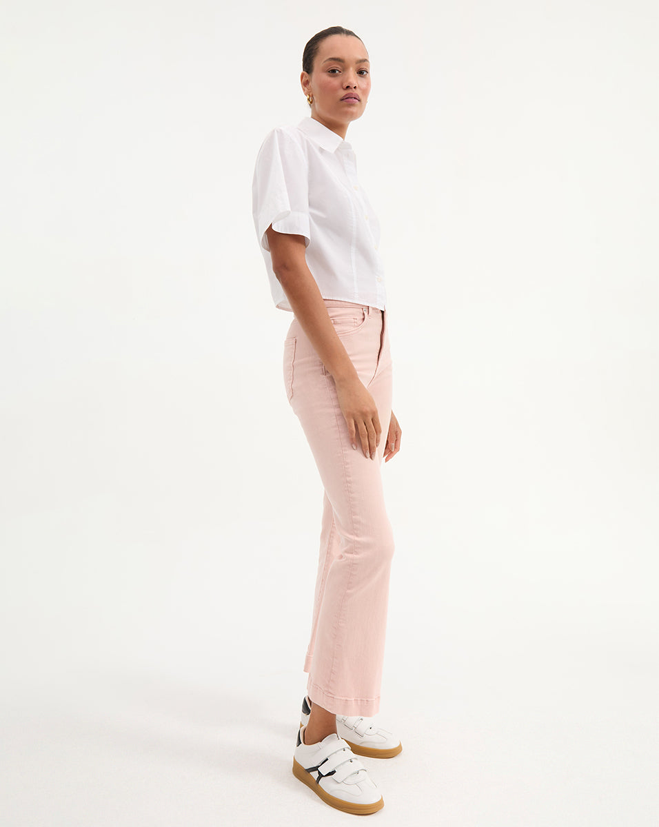 Veronica Beard Carson Kick-Flare Jean - Stoned Pink Shell