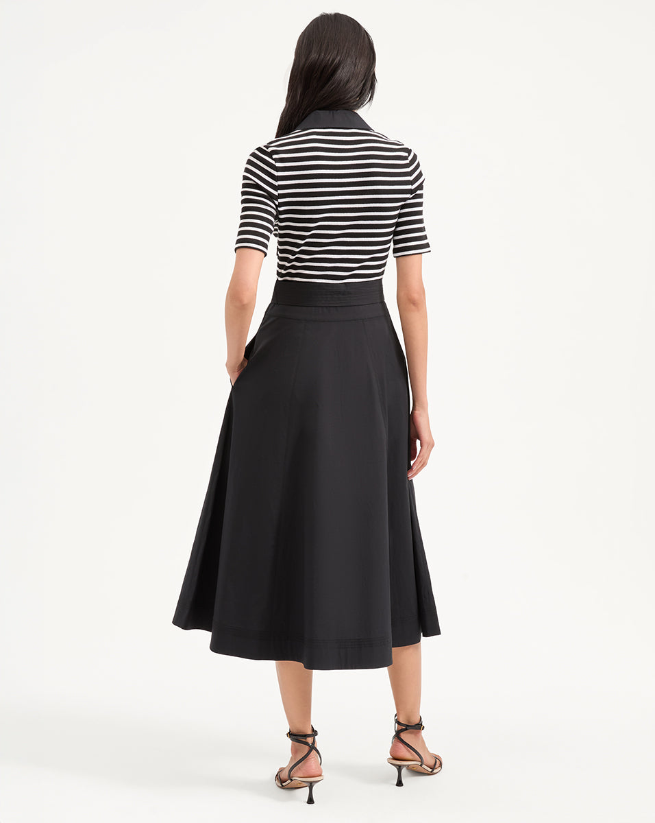 Delise Mixed Media Dress in Black & White