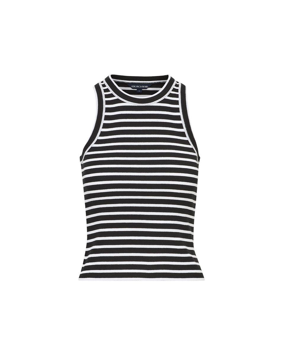Veronica Beard Jordyn Cropped Tank Top - White/Black