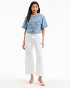 Veronica Beard Elias Short Sleeve Denim Jacket - Silverwood Blue