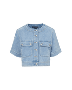 Veronica Beard Elias Short Sleeve Denim Jacket - Silverwood Blue