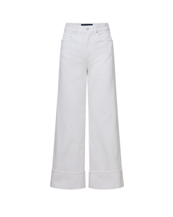 Veronica Beard Taylor Cuffed Cropped Wide-Leg Jean - White