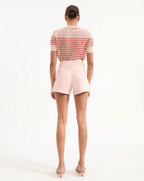 Veronica Beard Declan Short Sleeve Pullover - Pink Shell/Persimmon