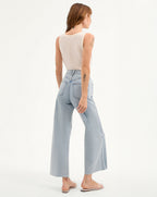 Veronica Beard Taylor Cropped Wide-Leg Jean - Pale Stone