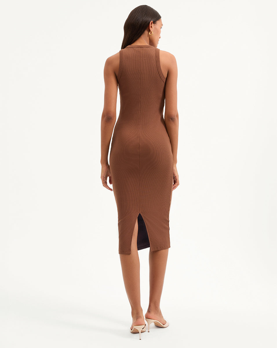 Jordyn Ribbed Midi Dress in Light Chicory | Veronica Beard