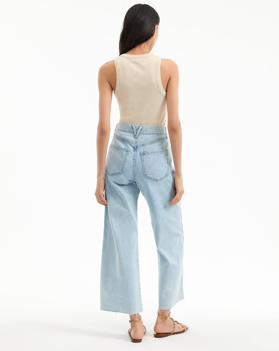 Veronica Beard Jordyn Cropped Tank Top - Limestone