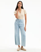 Veronica Beard Dekalb Ribbed Henley T-Shirt - Limestone