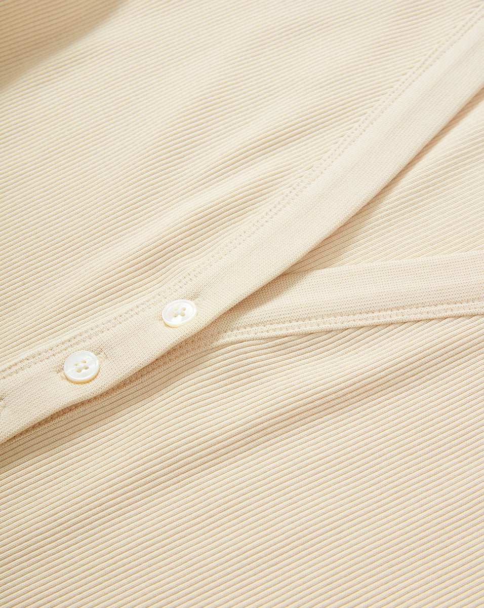 Veronica Beard Dekalb Ribbed Henley T-Shirt - Limestone