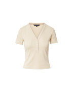 Veronica Beard Dekalb Ribbed Henley T-Shirt - Limestone