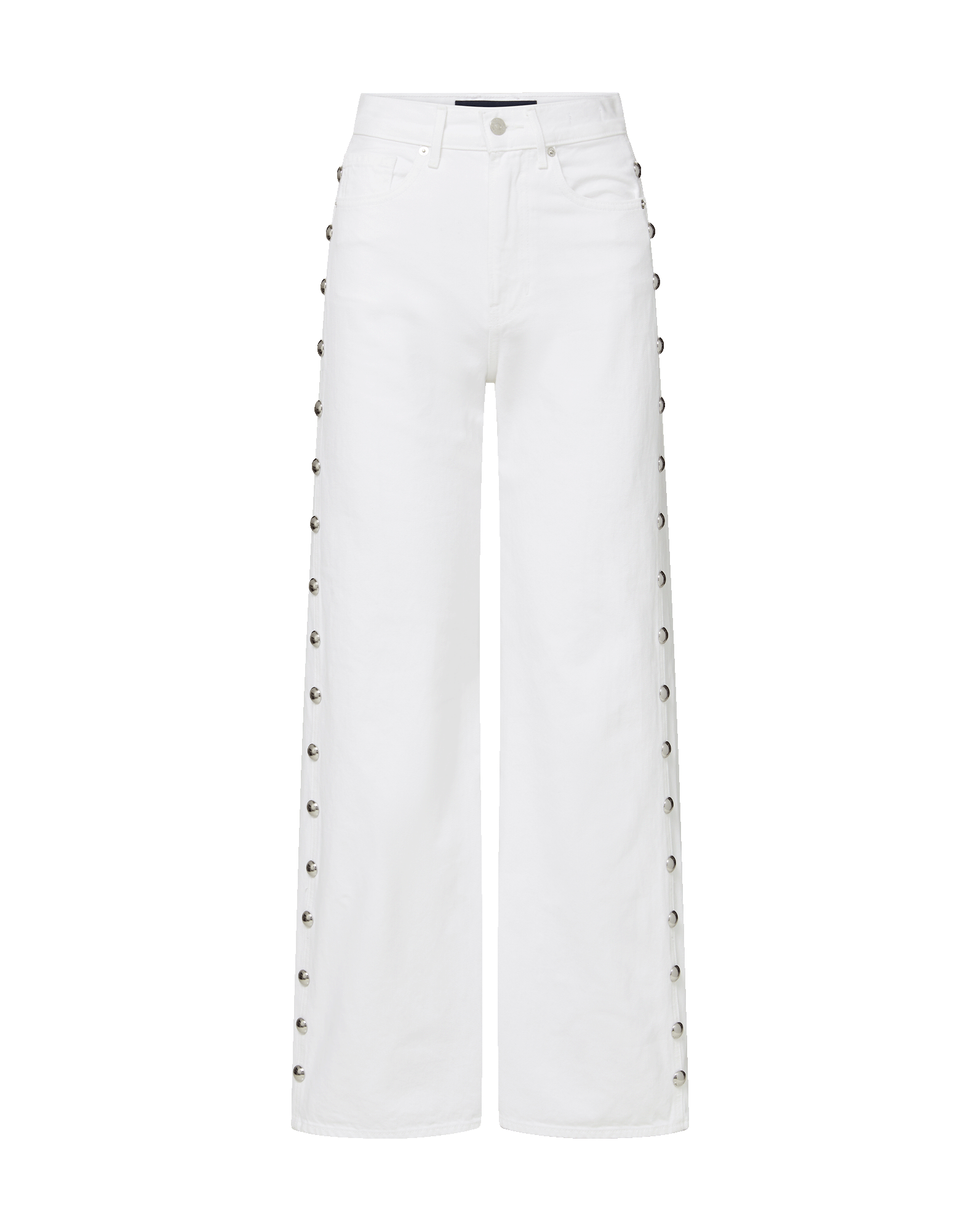 Taylor Studded Wide-Leg Jean in White | Veronica Beard
