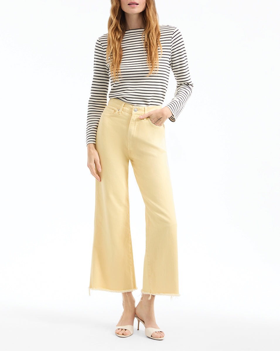 Taylor Cropped Wide-Leg Jean in Yellow Chamomile | Veronica Beard