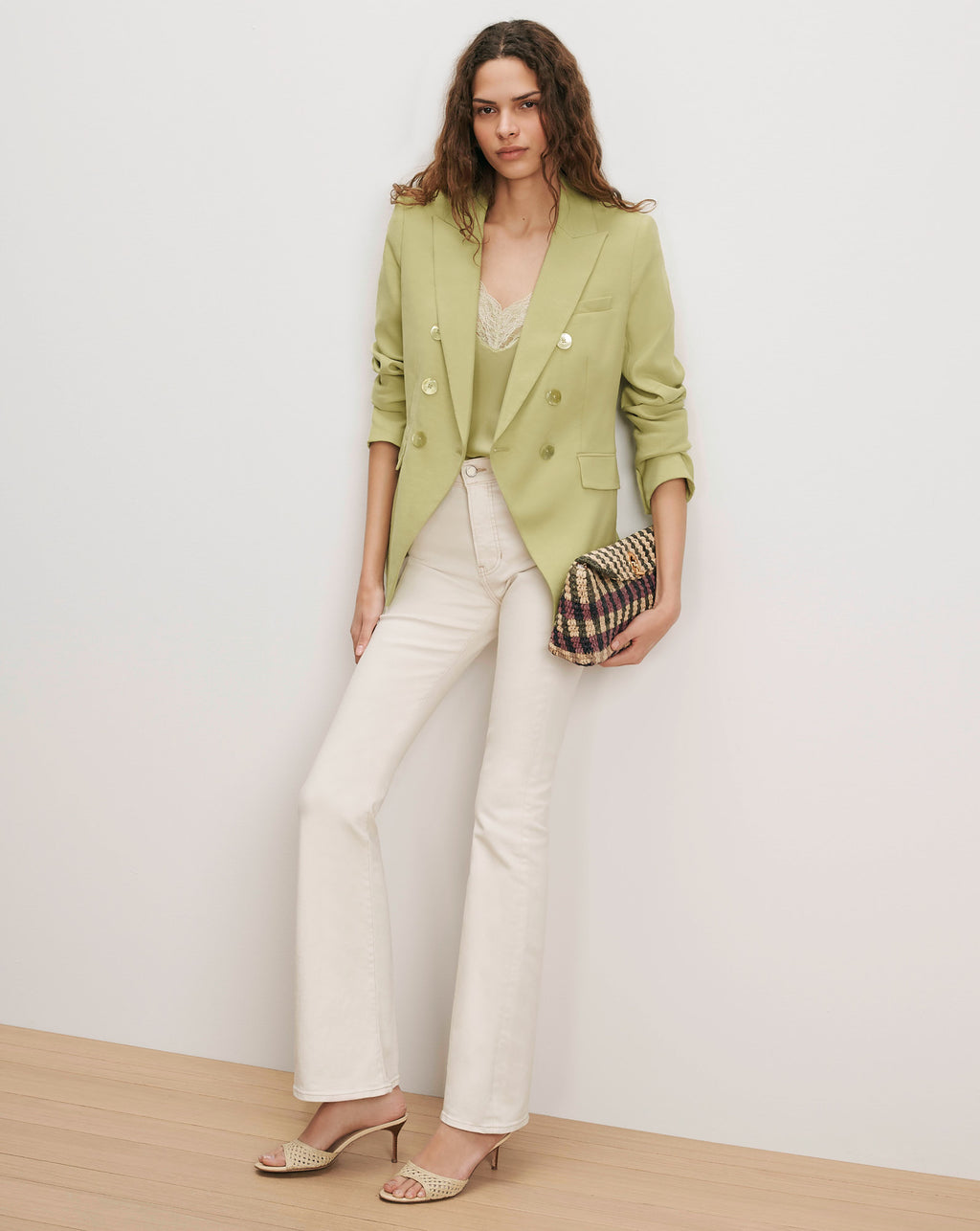 Veronica Beard Beverly Skinny-Flare Jean - Ecru