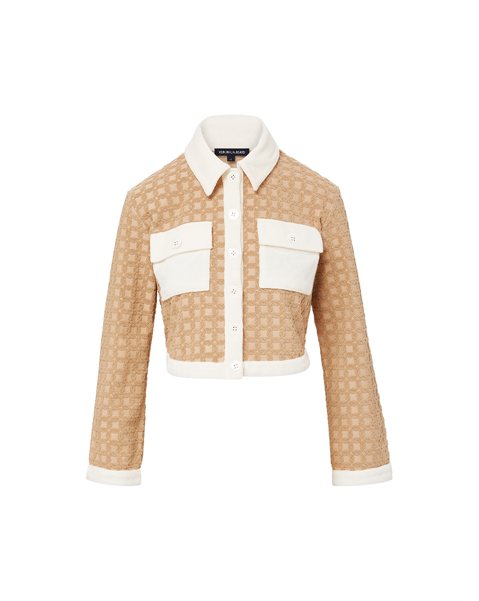 きらら Zariah Cropped Cardigan in Stone Khaki | Veronica Beard