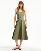 Veronica Beard Ennis Belted Midi Dress - Stone Army