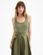 Veronica Beard Ennis Belted Midi Dress - Stone Army