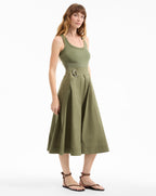 Veronica Beard Ennis Belted Midi Dress - Stone Army