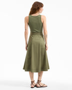 Veronica Beard Ennis Belted Midi Dress - Stone Army