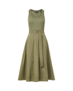 Veronica Beard Ennis Belted Midi Dress Stone Army