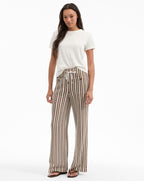 Veronica Beard Zosia Striped Knit Pant - White/Brown