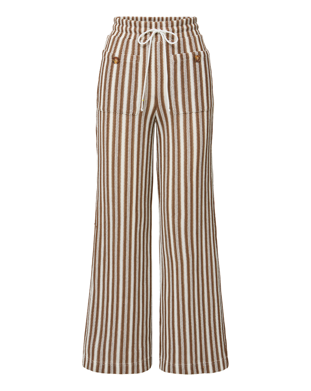 Veronica Beard Zosia Striped Knit Pant White/Brown