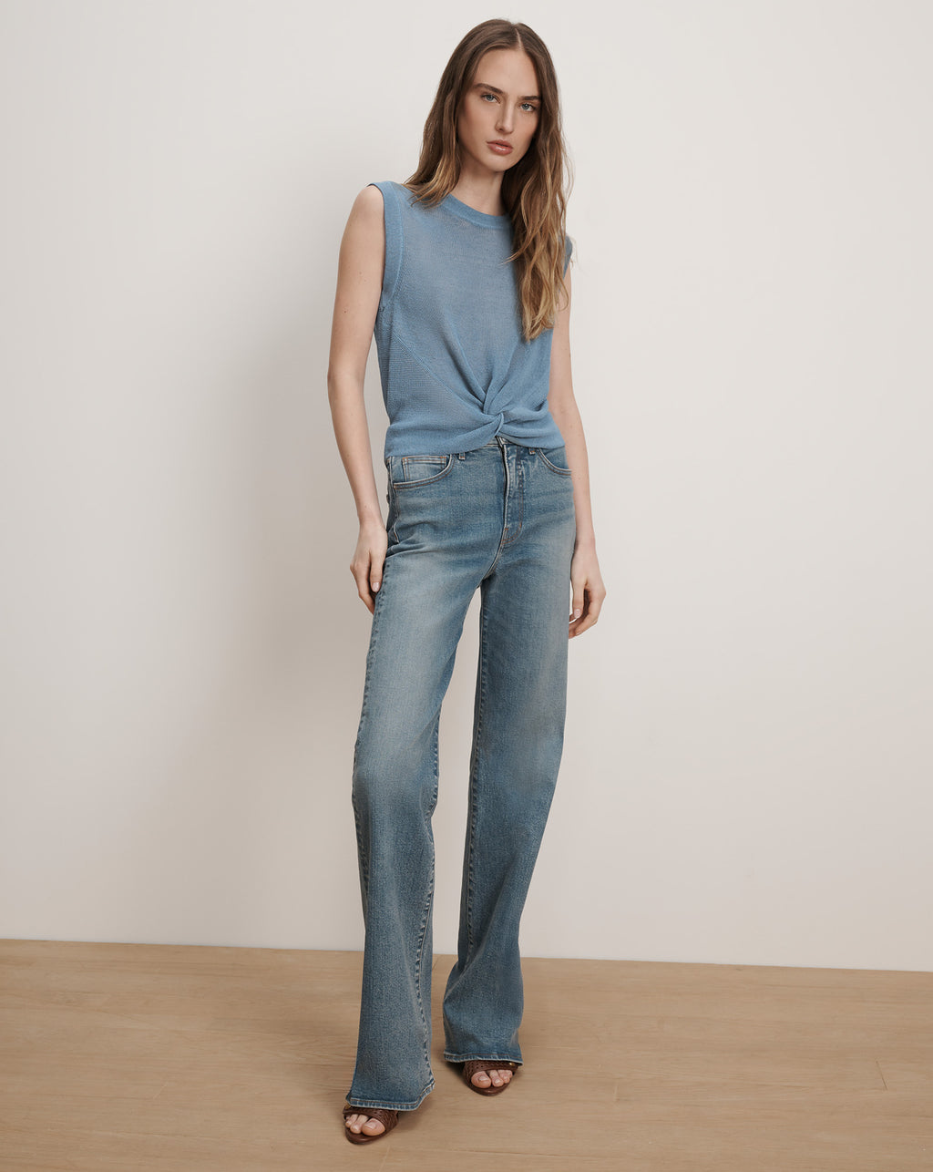 Veronica Beard Kellen Knit Tank Top - Lake Mist