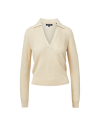 Veronica Beard Issa Knit Long-Sleeve Polo - Ecru