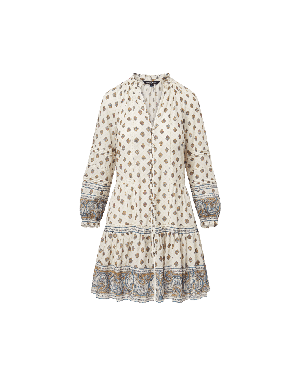 Veronica Beard Belissa Paisley Mini Dress - Dove White Multi