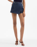 Veronica Beard Winslet Denim Skort - Indigo Rinse