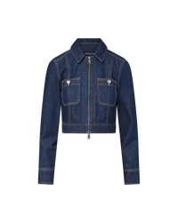 Veronica Beard Patty Cropped Denim Jacket Indigo Rinse