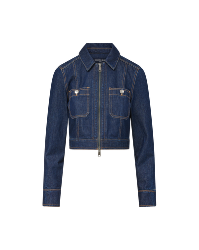 Veronica Beard Patty Cropped Denim Jacket Indigo Rinse