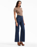 Veronica Beard Taylor Patch-Pocket Wide-Leg Jean - Indigo Rinse