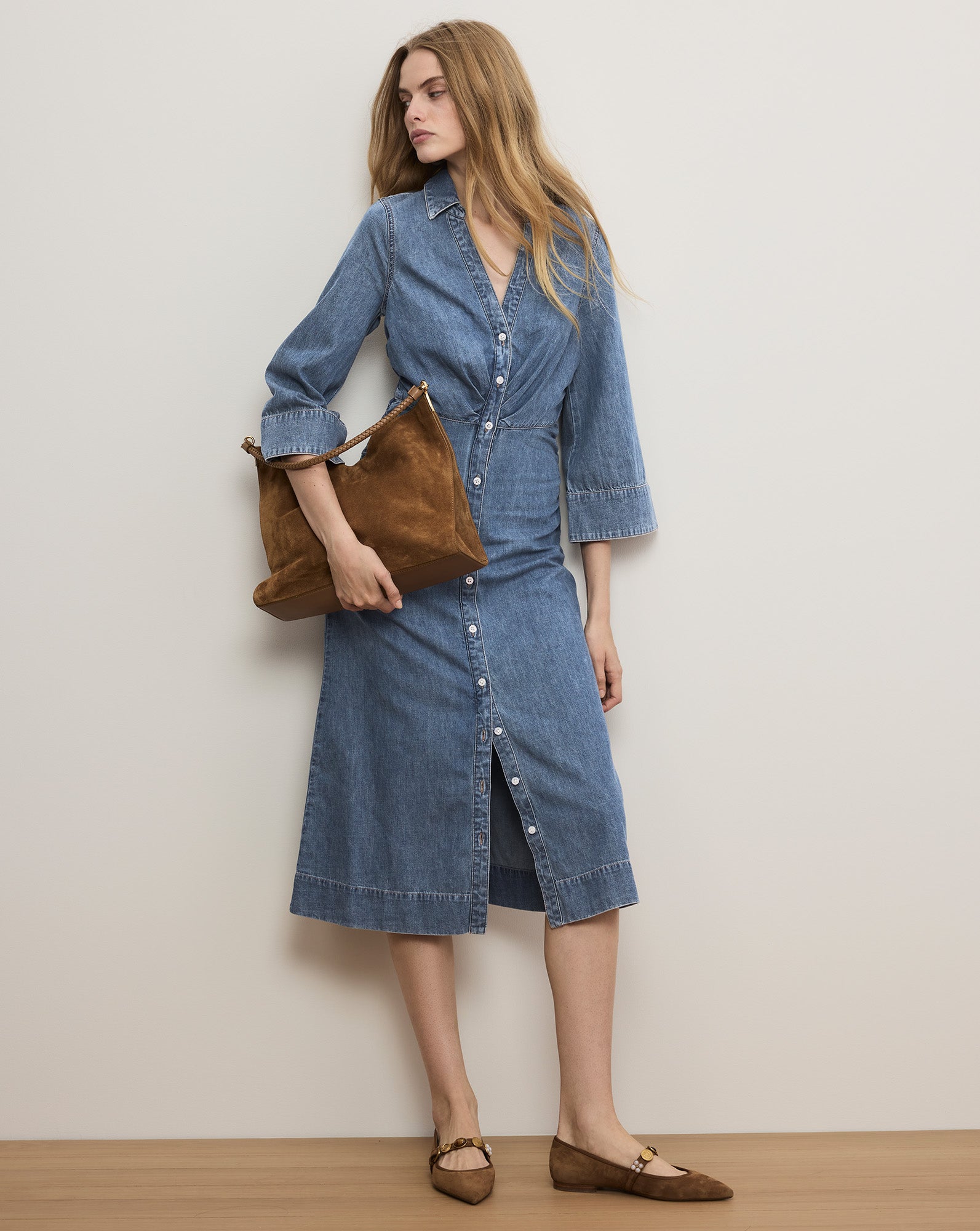 Haydon Denim Midi Dress in Rebel Blue | Veronica Beard