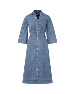 Veronica Beard Haydon Denim Midi Shirtdress - Rebel Blue