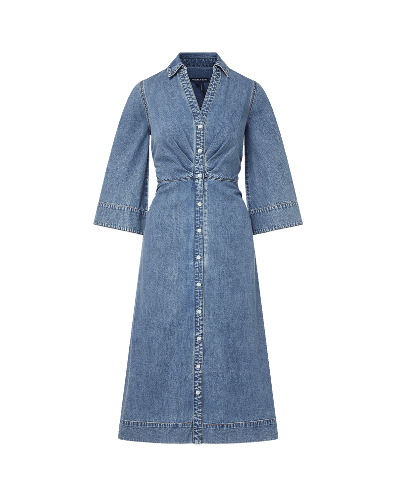 Arcadia Denim Midi Shirtdress in City Stroll Dark Blue | Veronica