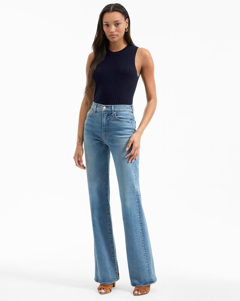 Veronica Beard Crosbie Slim Wide-Leg Jean - Ripple Haze