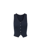 Veronica Beard Hoorne Button-Down Tank Top - Navy