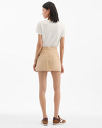 Veronica Beard Stelene Denim Mini Skirt - Stone Khaki