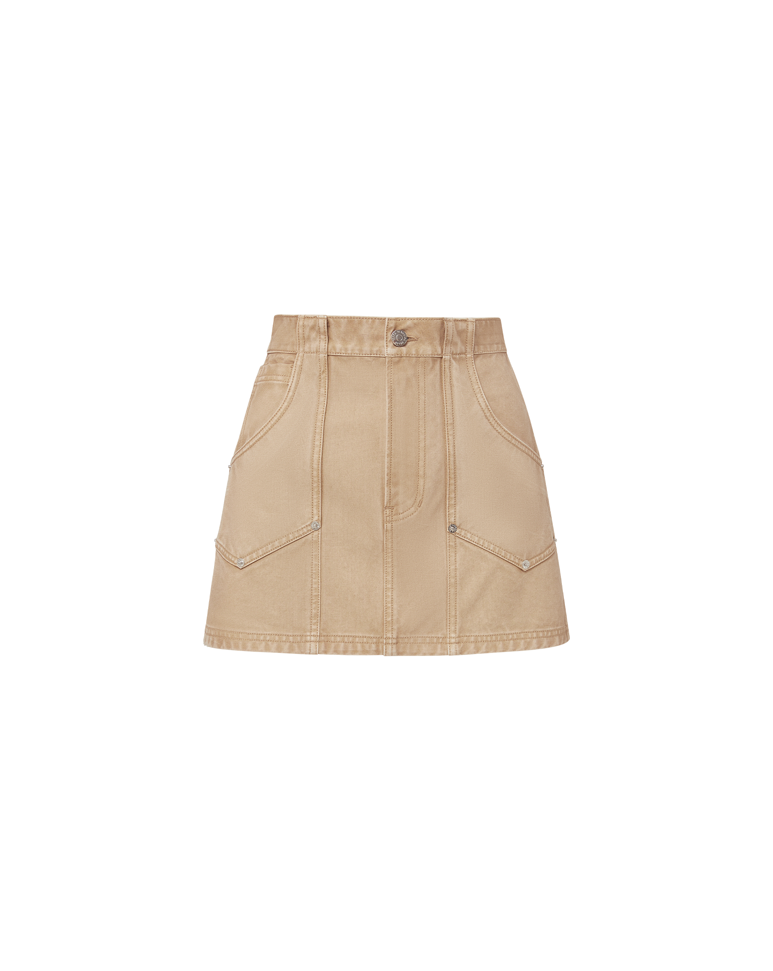 Veronica Beard Stelene Denim Mini Skirt - Stone Khaki
