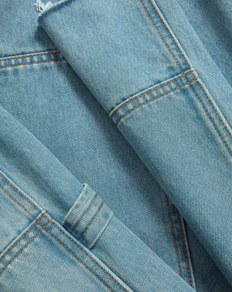 Veronica Beard Taylor Wide-Leg Jean with Chaps - Blue Glare